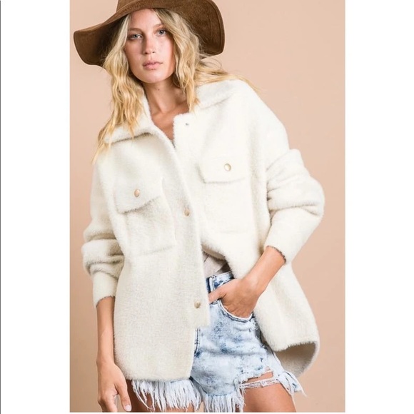 Brass button smooth fur jacket - Picture 2 of 2